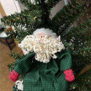Wooden Mini Cloth And Wooden Santa Sitting Doll
